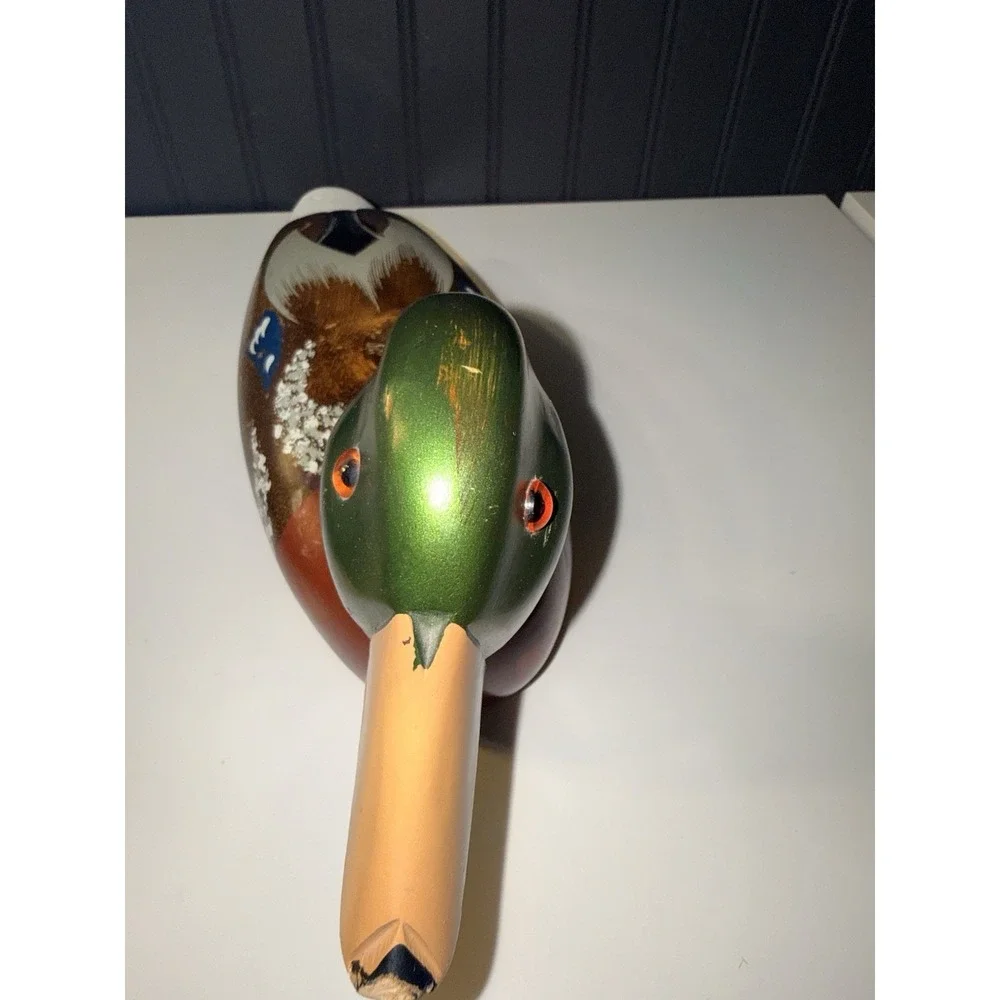 vintage hand-painted wooden mallard duck decoy